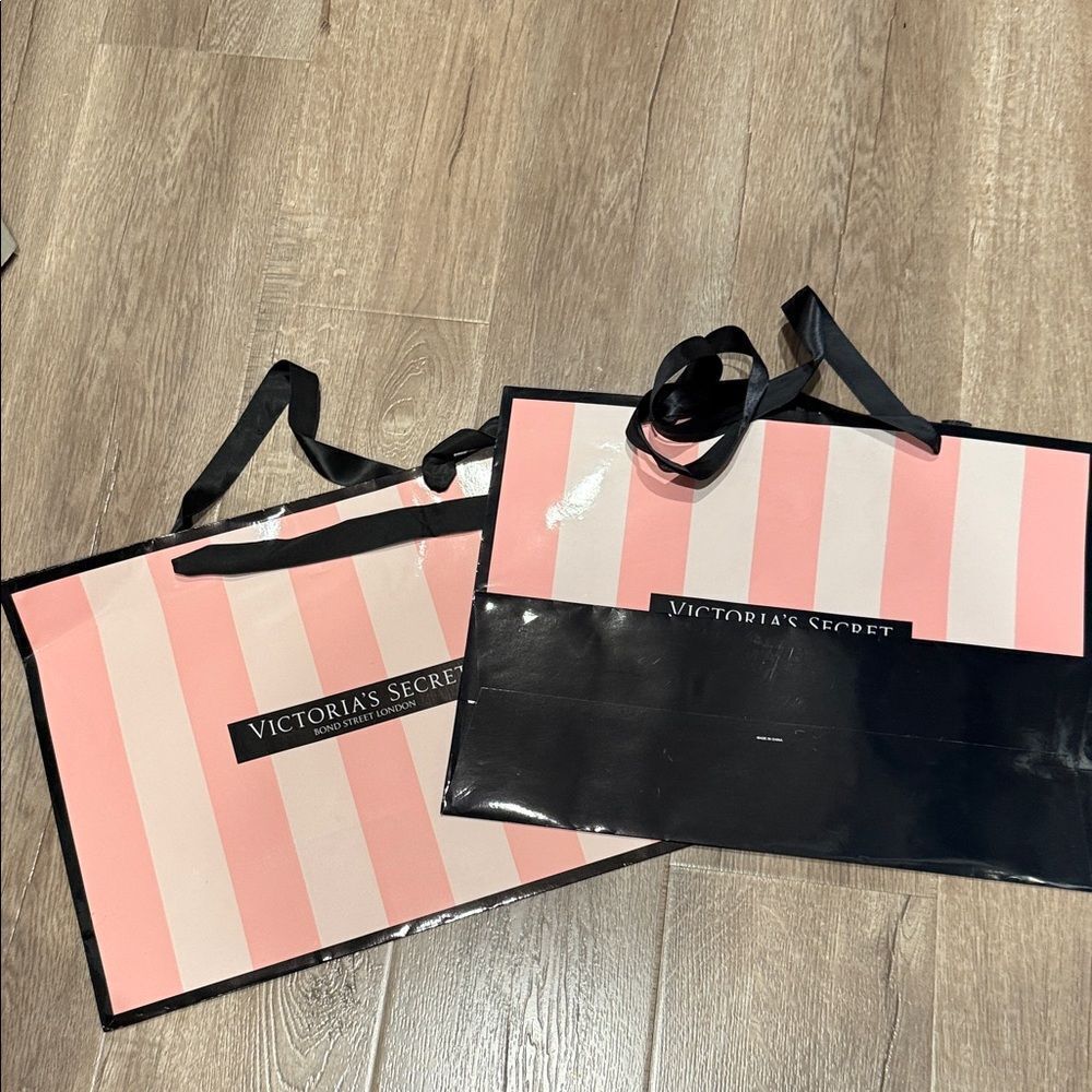 Victoria's Secret Striped Pink and Black Bag large size 2